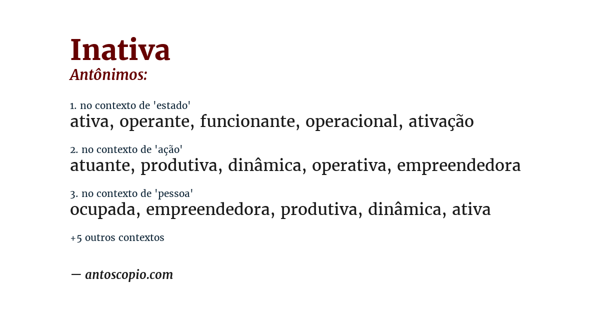 Antônimo de inativa