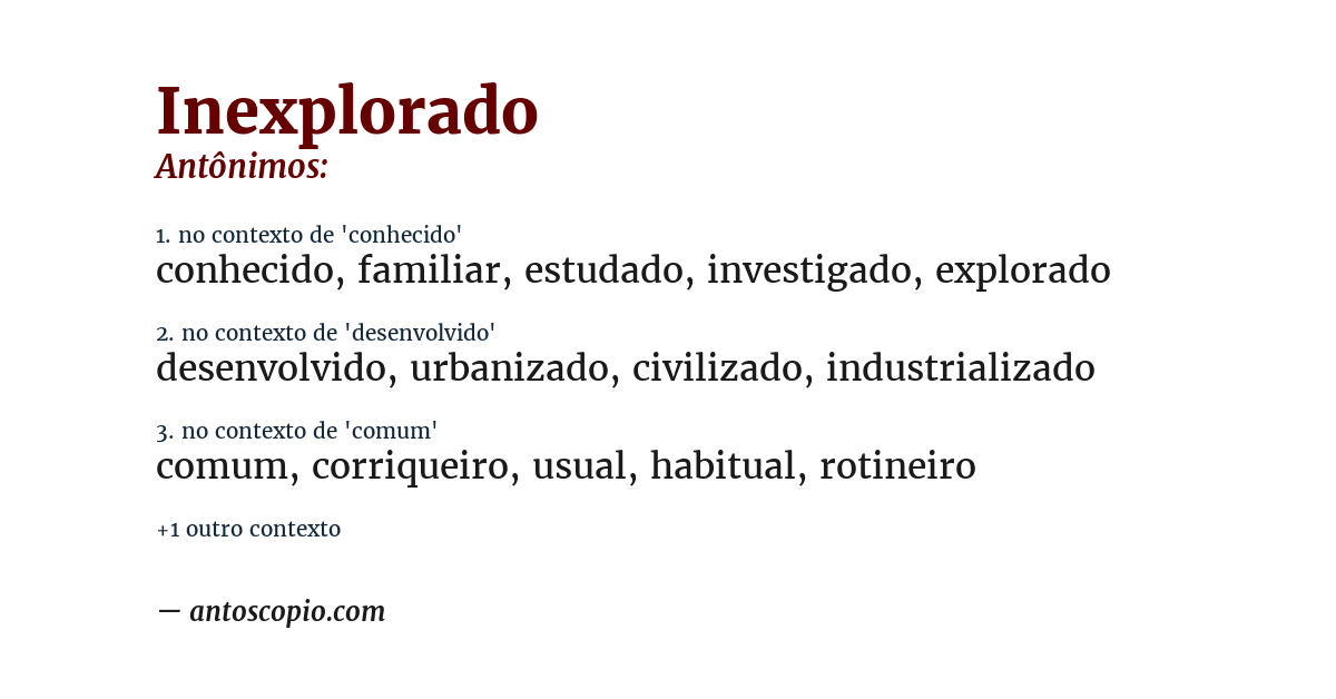 Antônimo de inexplorado