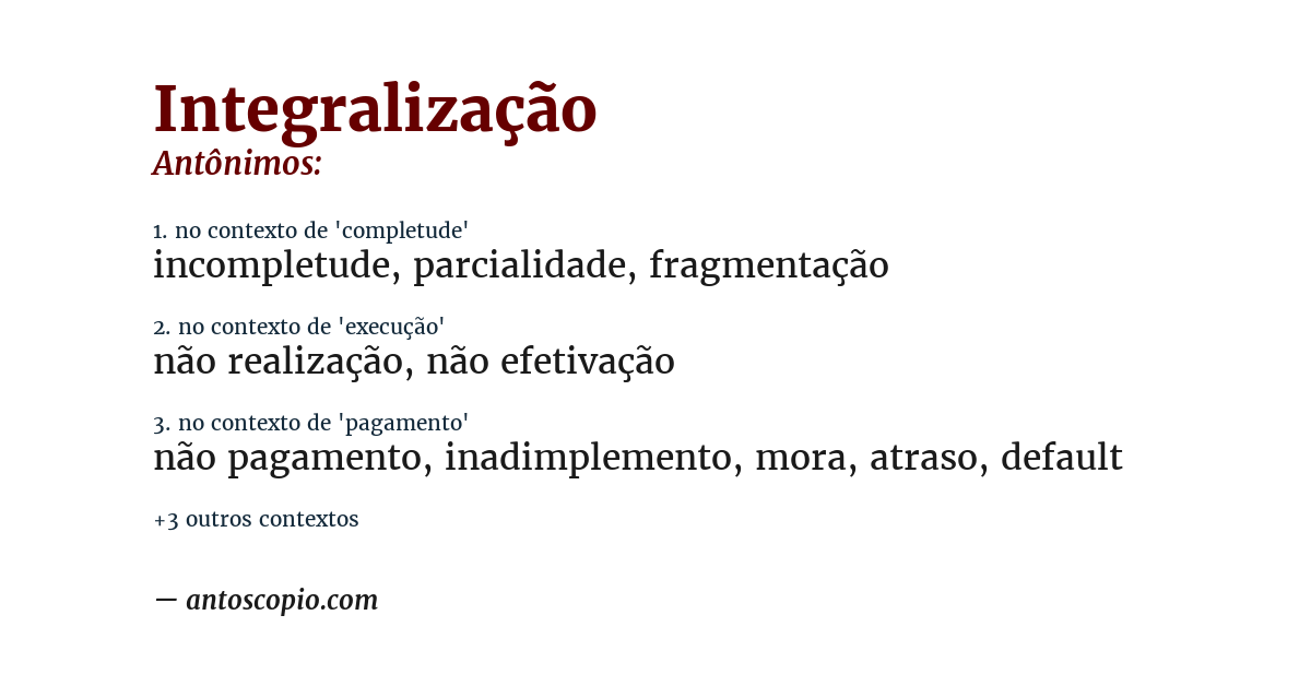 Antônimo de integralização