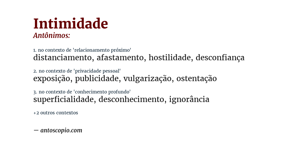 Antônimo de intimidade