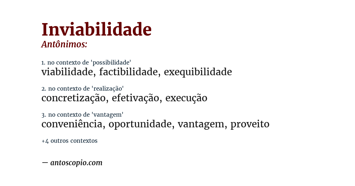 Antônimo de inviabilidade