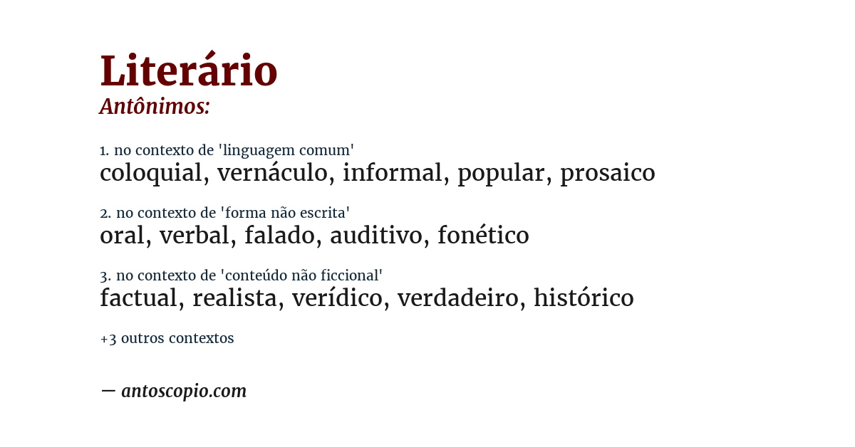 Antônimo de literário