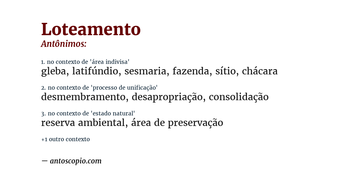 Antônimo de loteamento