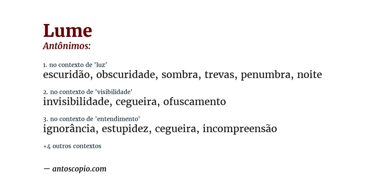 Antônimo de lume