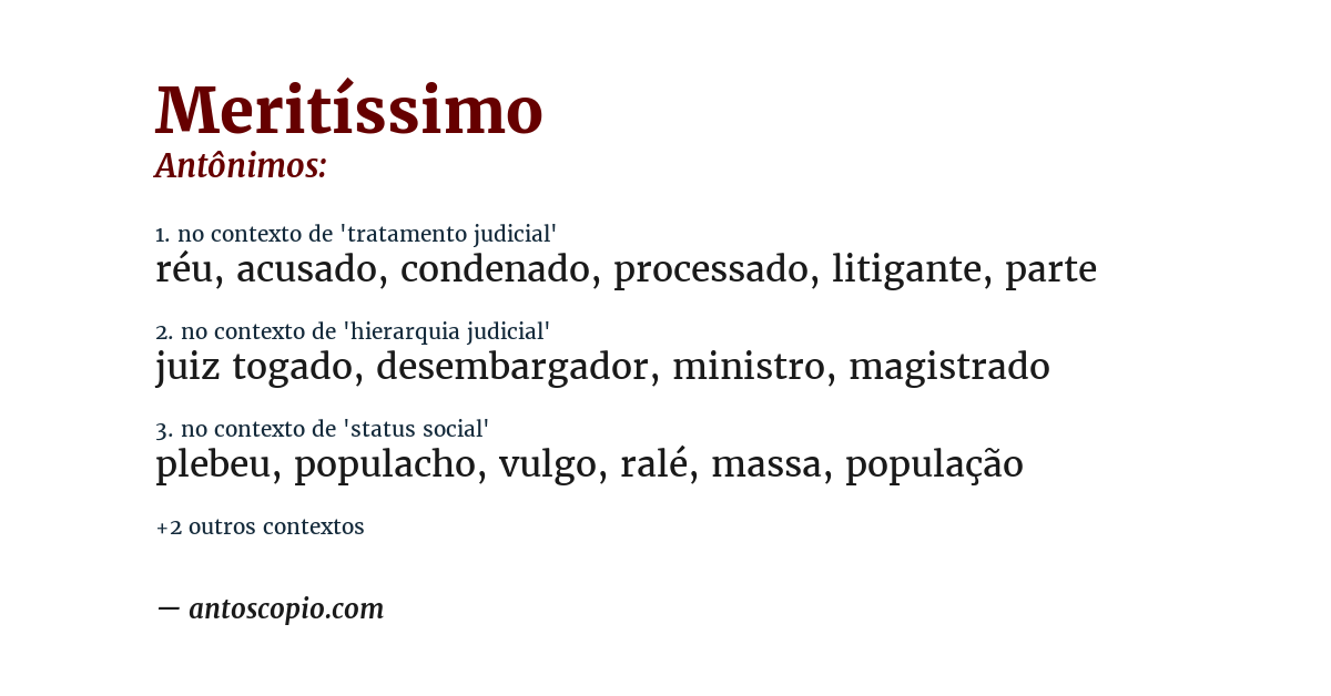Antônimo de meritíssimo