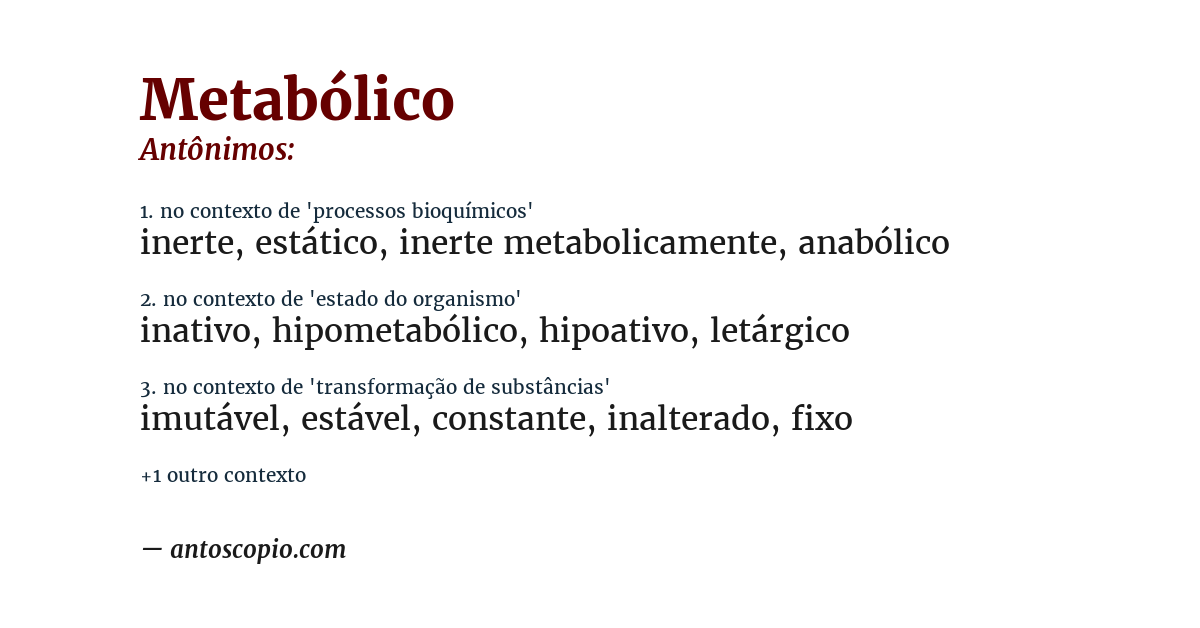 Antônimo de metabólico