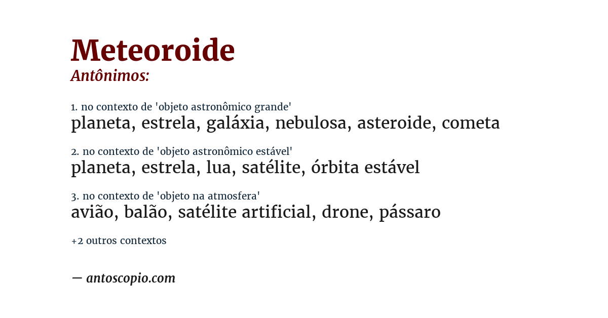 Antônimo de meteoroide