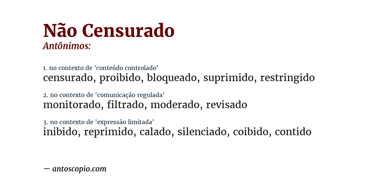 Antônimo de não censurado