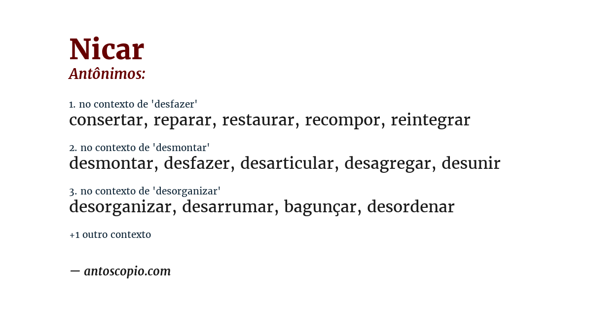 Antônimo de nicar