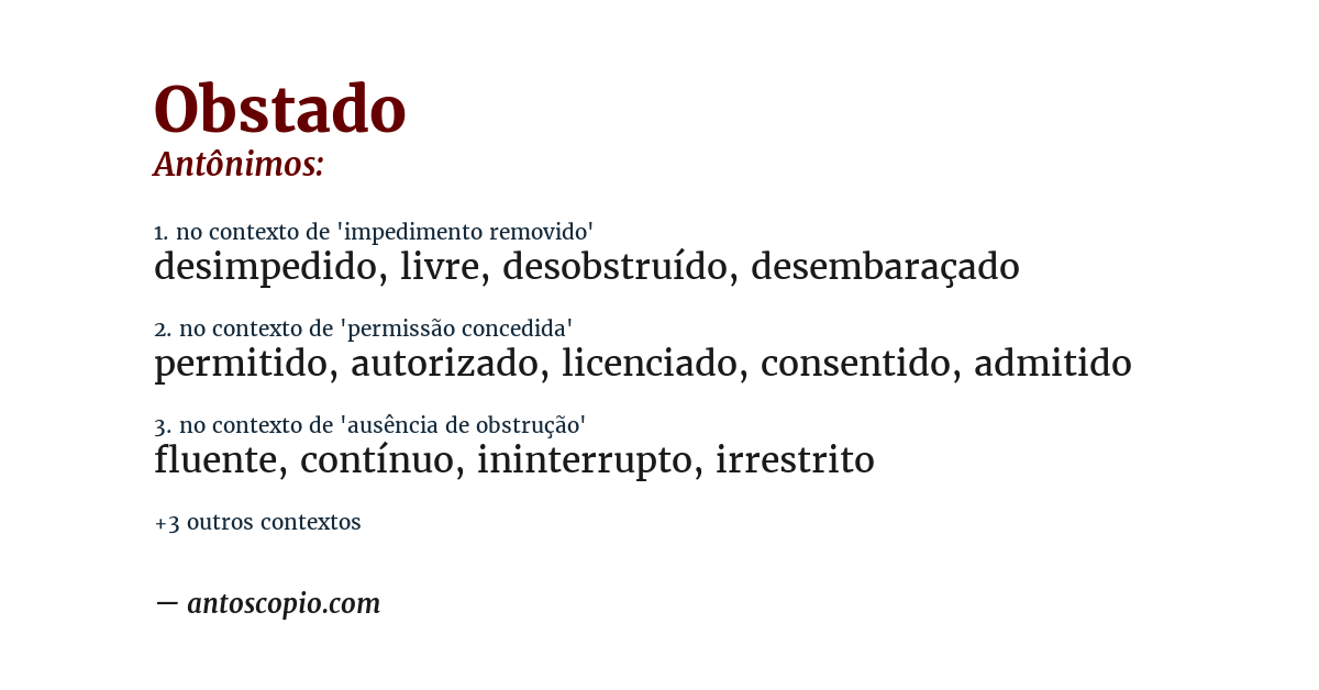 Antônimo de obstado