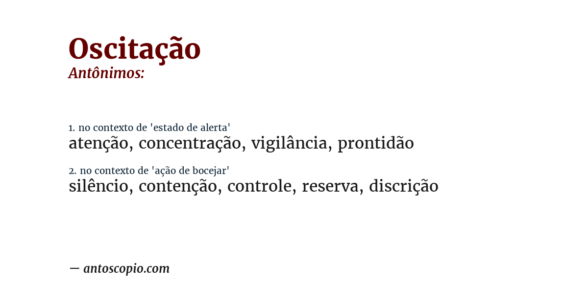 Antônimo de oscitação