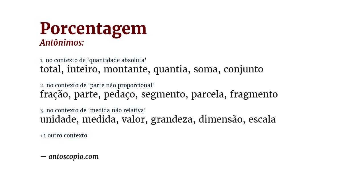 Antônimo de porcentagem