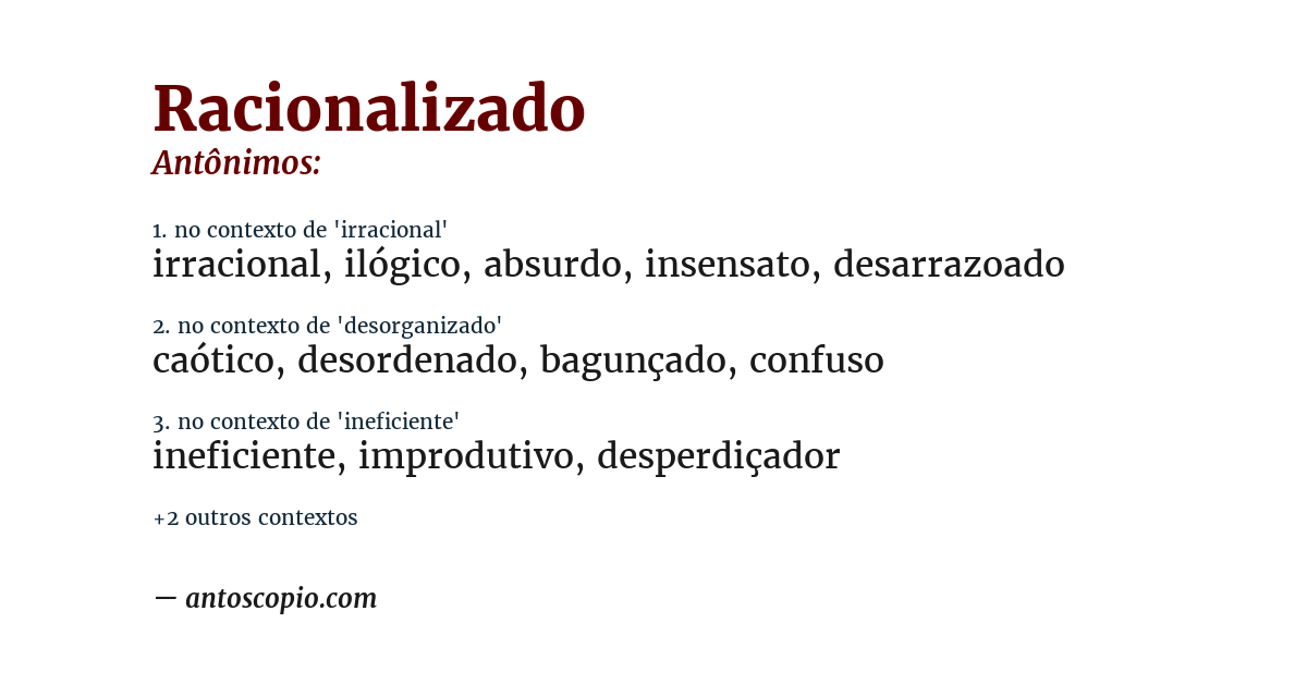 Antônimo de racionalizado