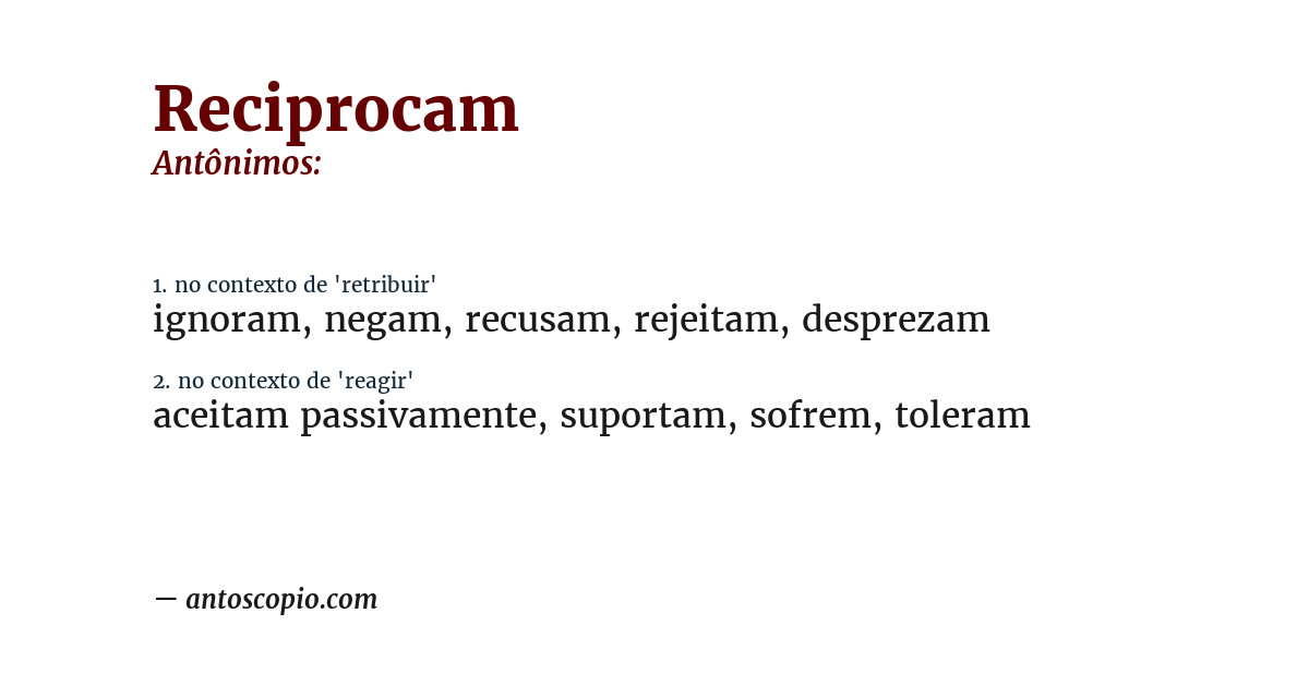 Antônimo de reciprocam