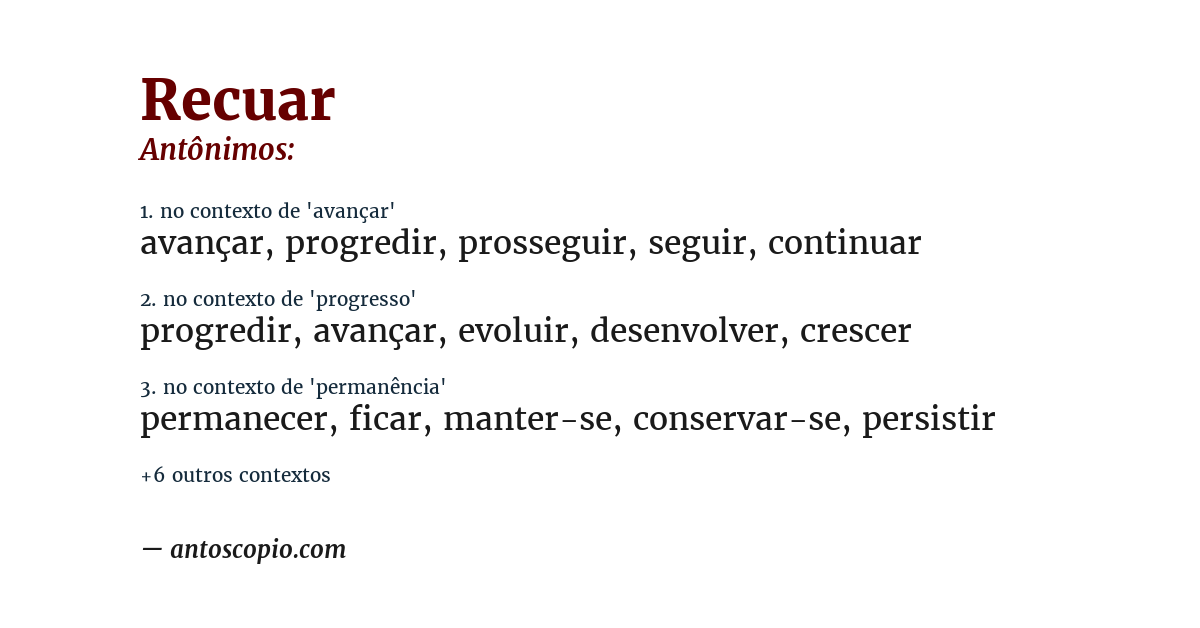 Antônimo de recuar