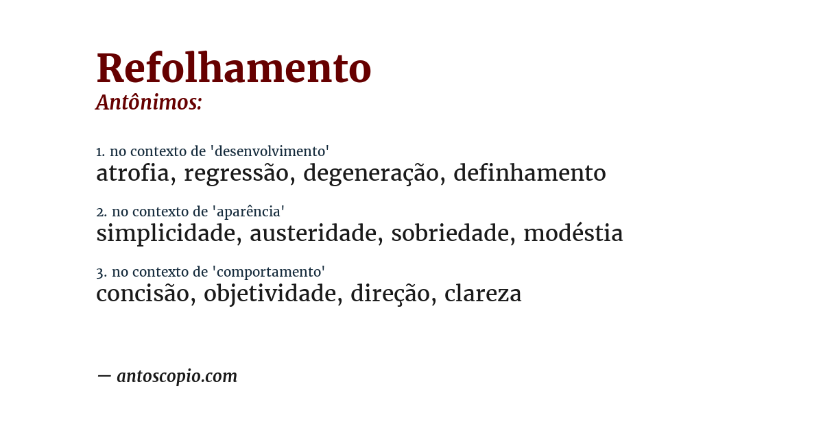 Antônimo de refolhamento