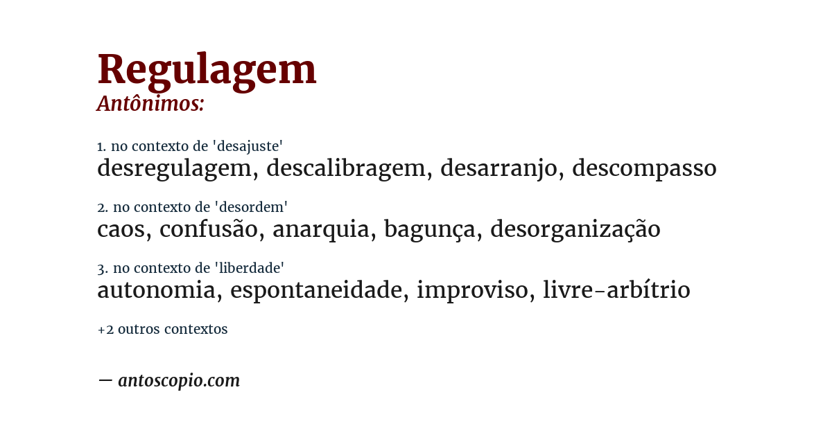 Antônimo de regulagem