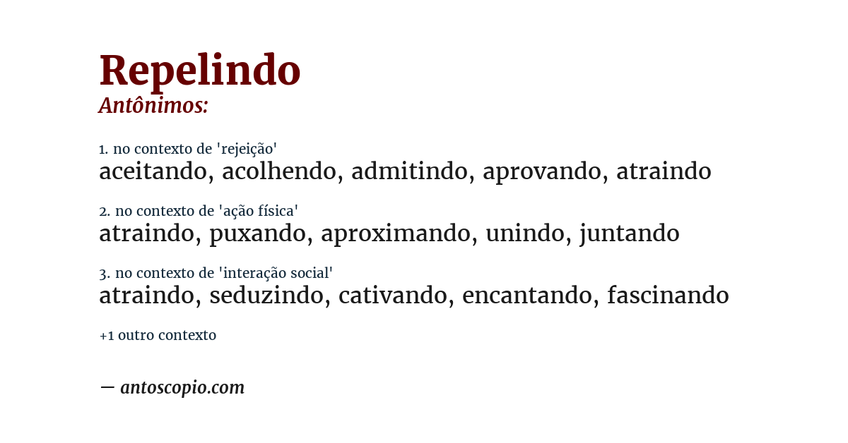 Antônimo de repelindo