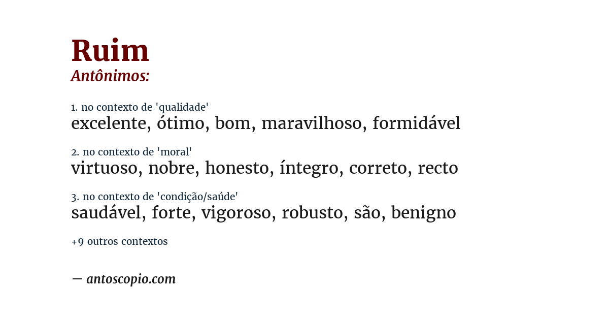 Antônimo de ruim