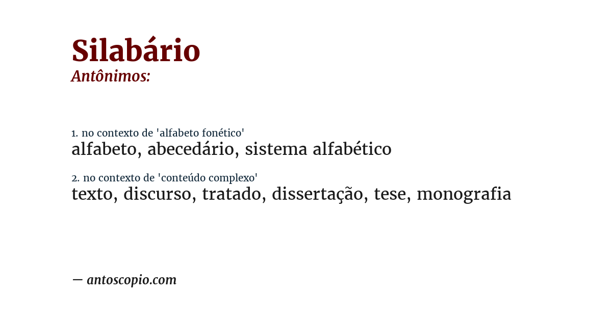 Antônimo de silabário