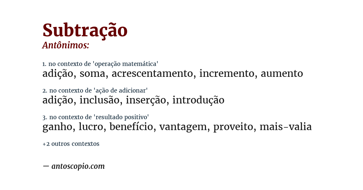 Antônimo de subtração