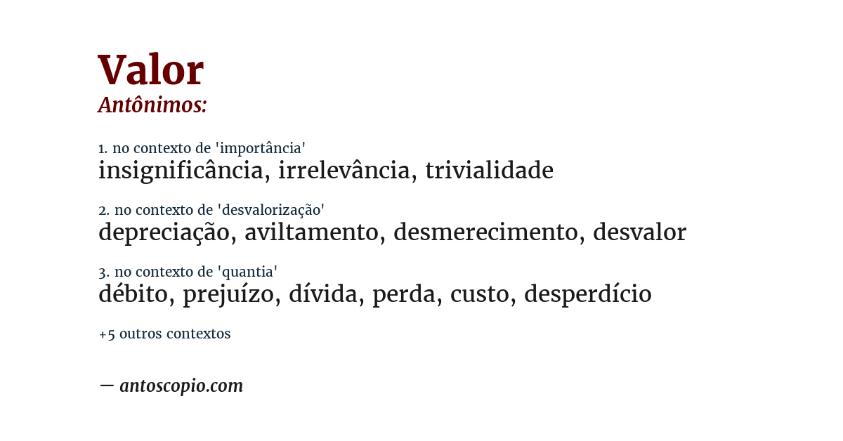 Antônimo de valor