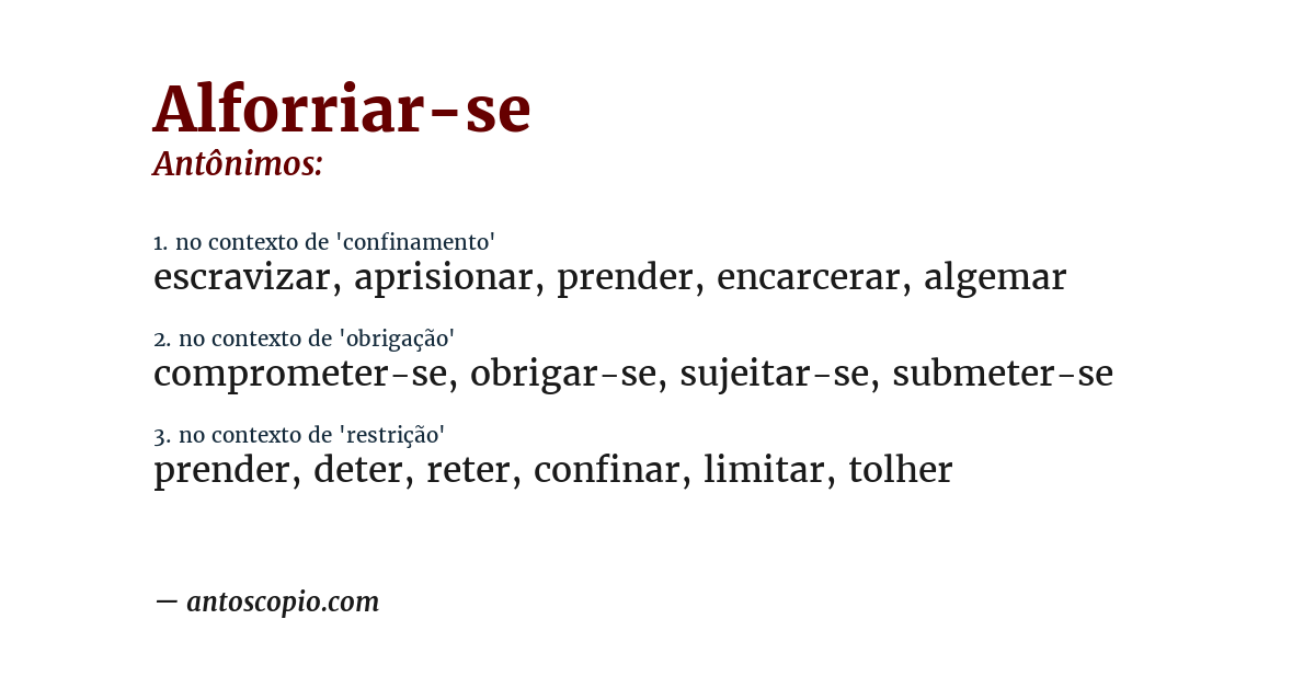 Antônimo de alforriar-se