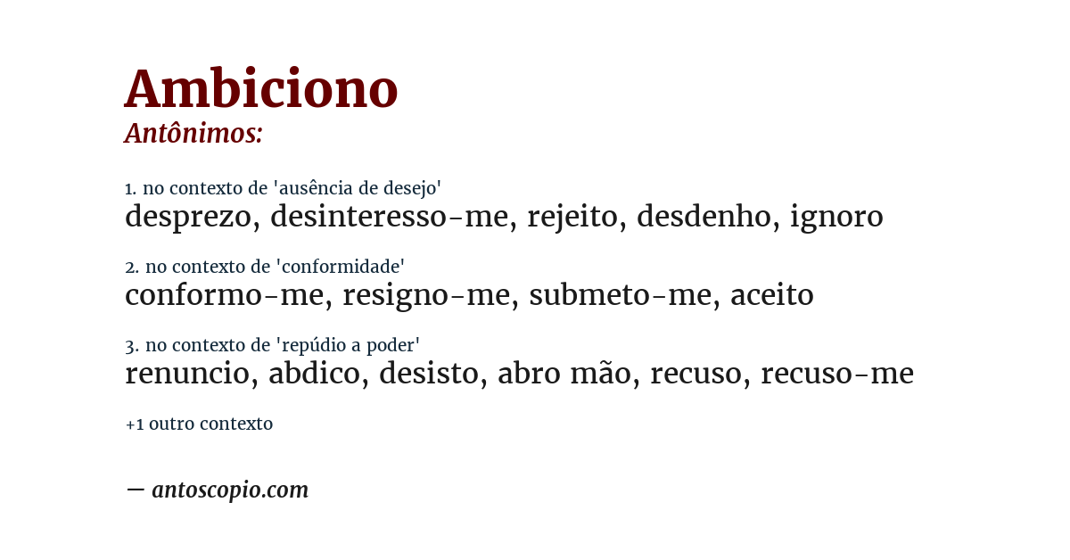 Antônimo de ambiciono