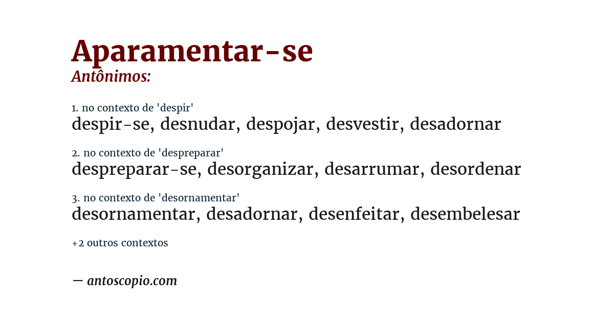 Antônimo de aparamentar-se