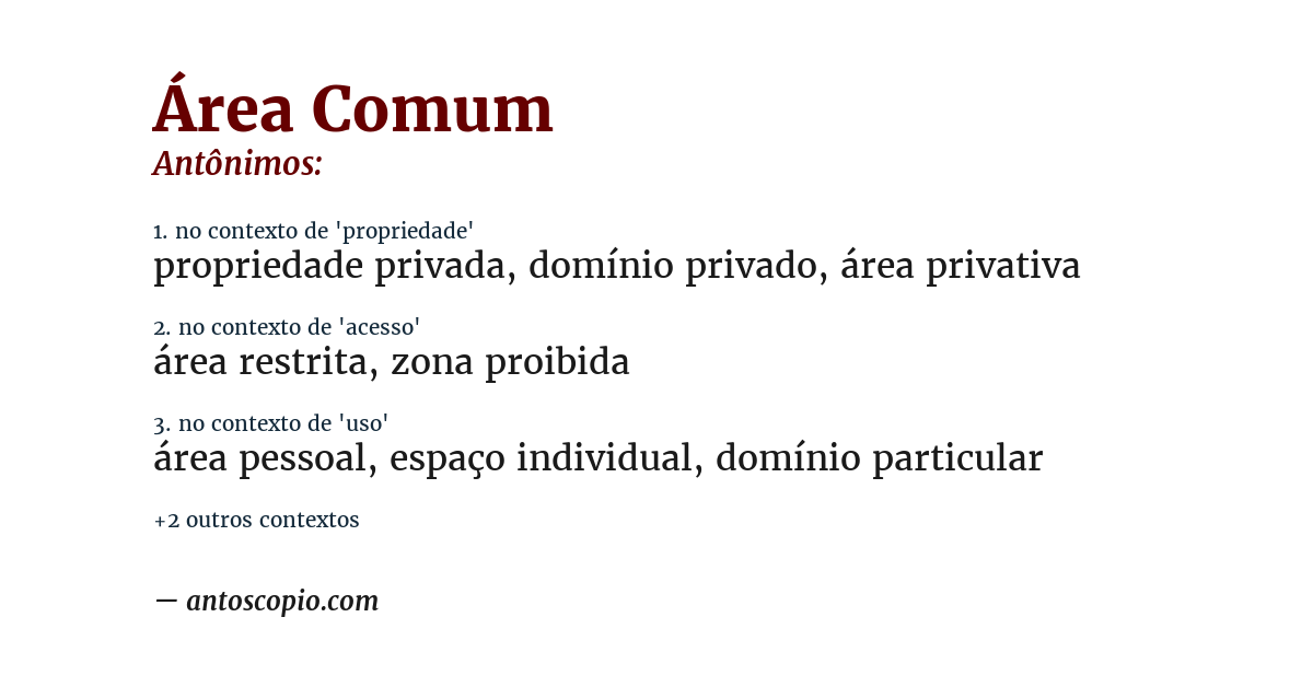 Antônimo de área comum