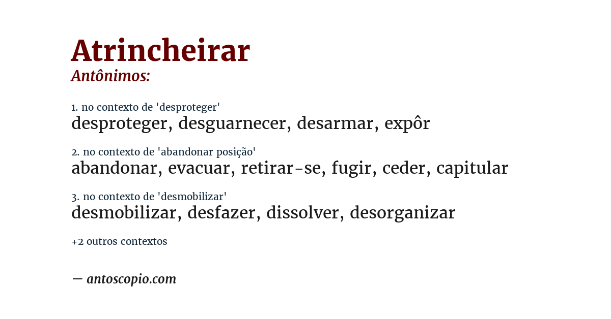 Antônimo de atrincheirar