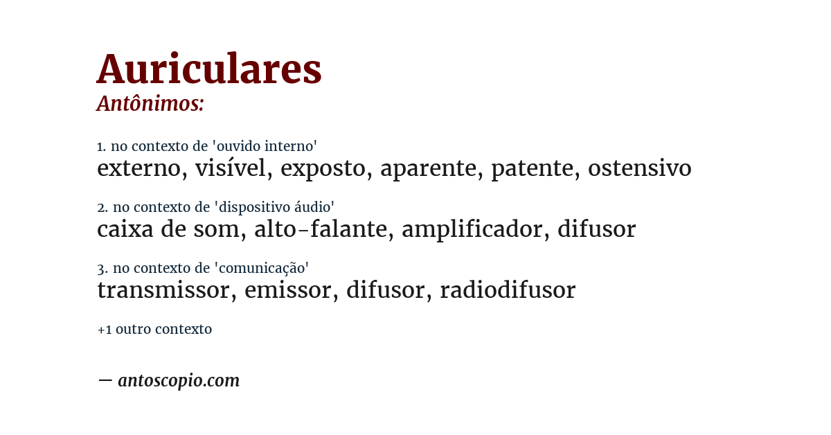 Antônimo de auriculares