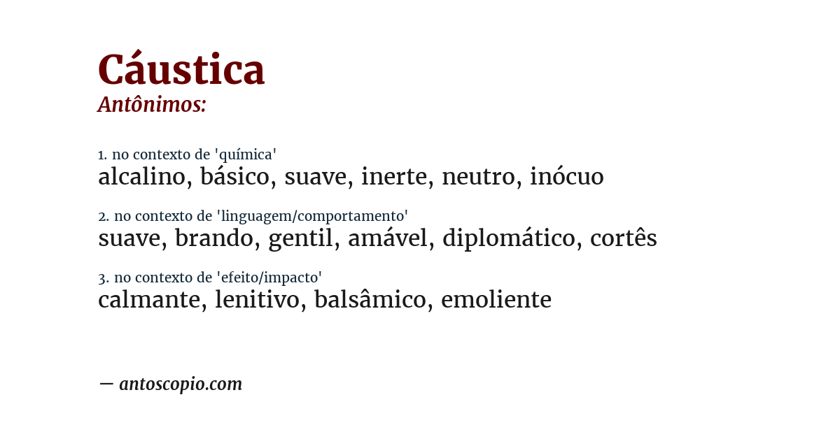 Antônimo de cáustica