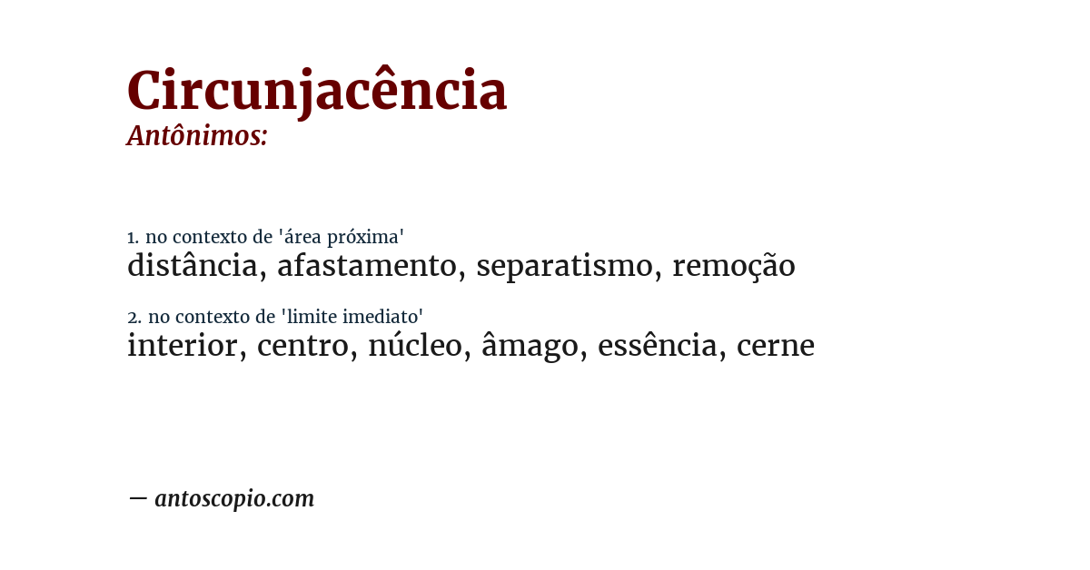 Antônimo de circunjacência