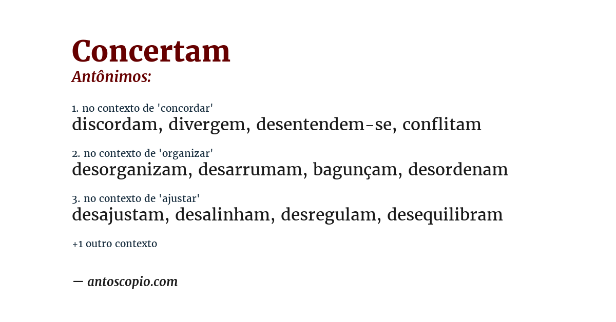 Antônimo de concertam