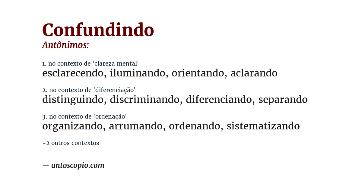 Antônimo de confundindo