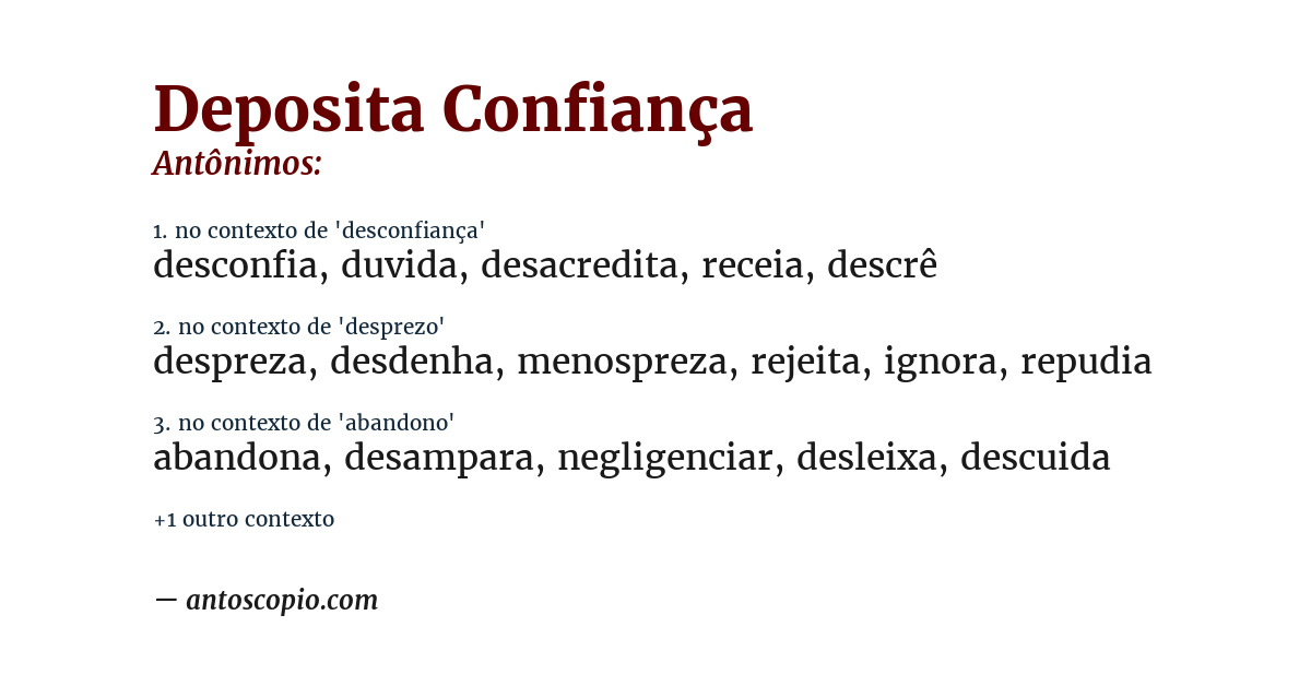 Antônimo de deposita confiança