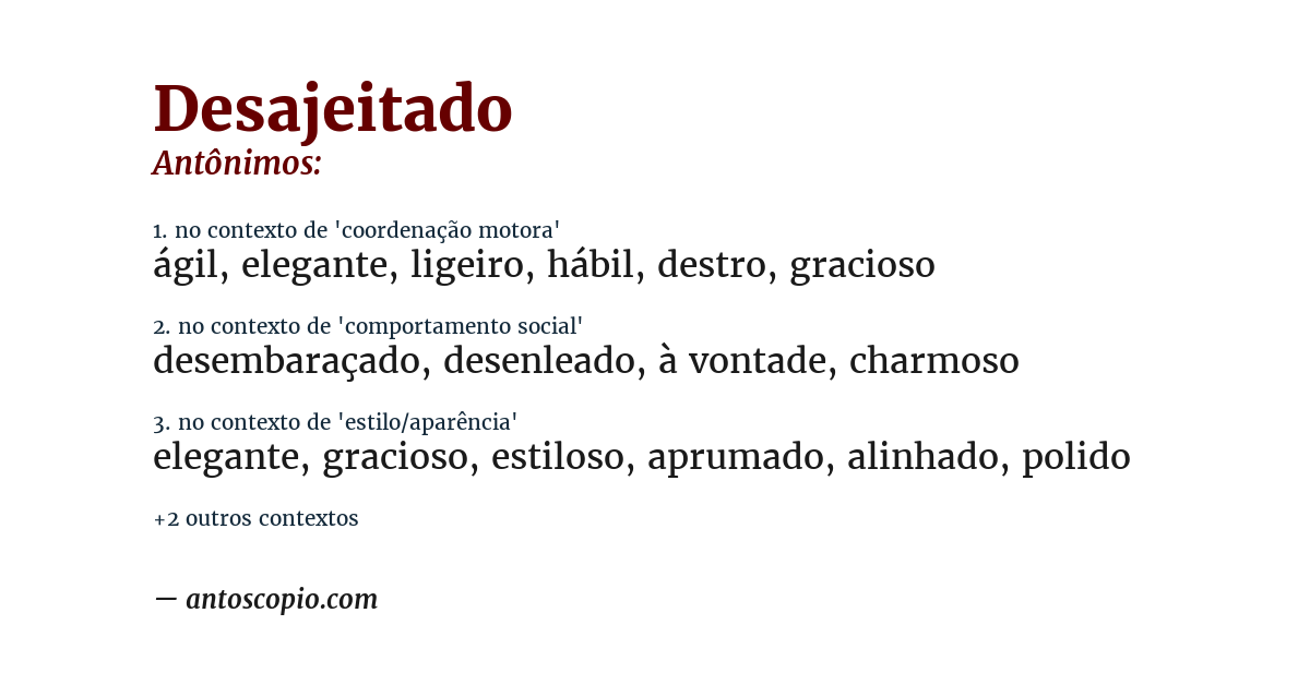 Antônimo de desajeitado