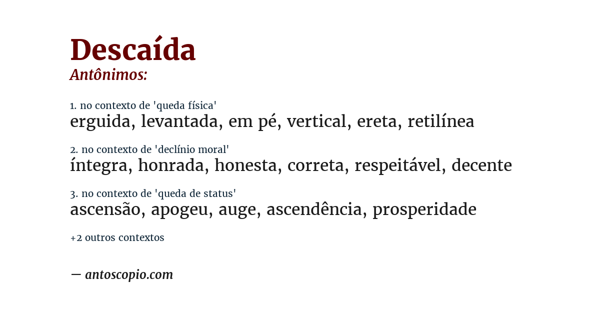 Antônimo de descaída
