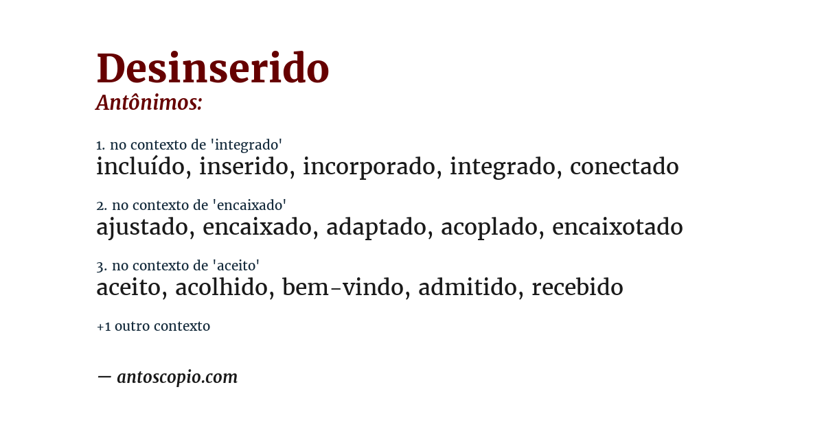 Antônimo de desinserido