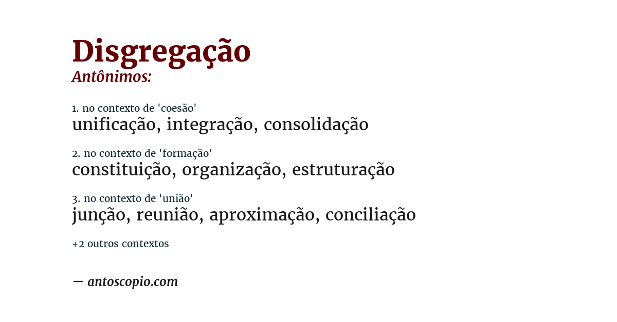 Antônimo de disgregação