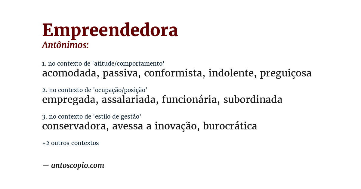 Antônimo de empreendedora