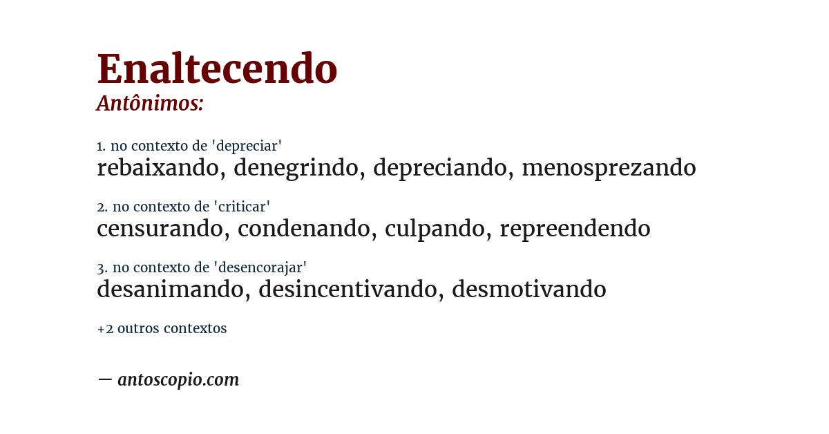 Antônimo de enaltecendo