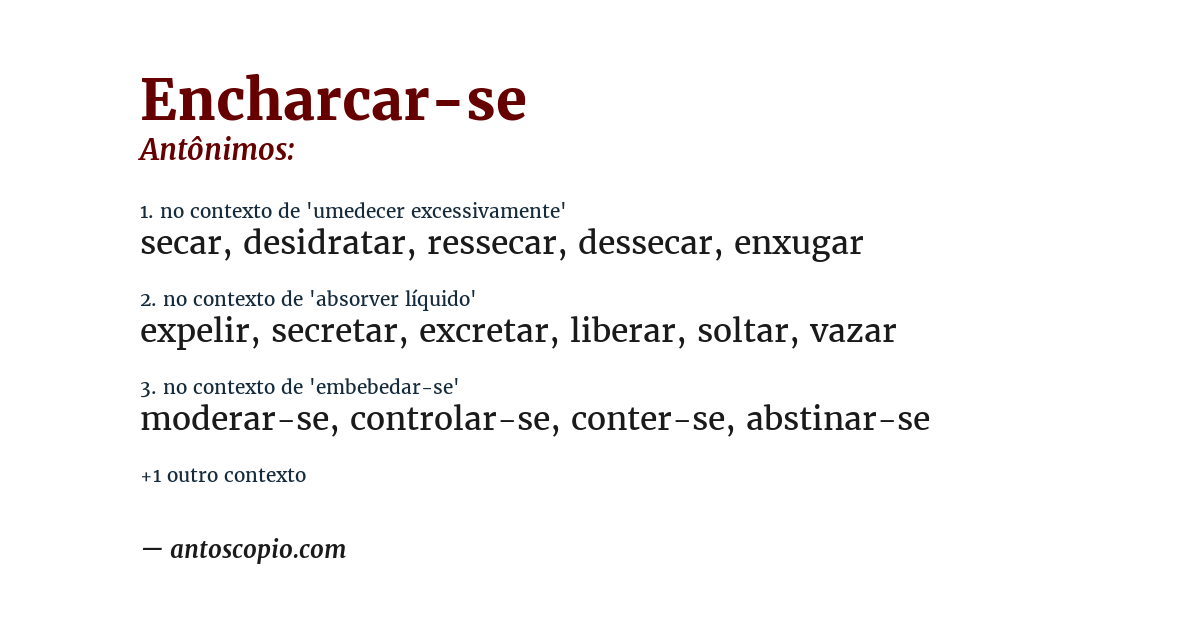 Antônimo de encharcar-se