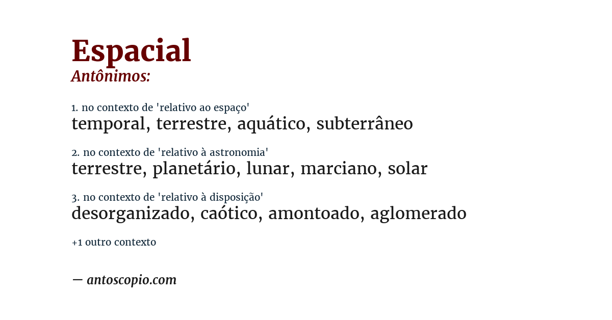Antônimo de espacial