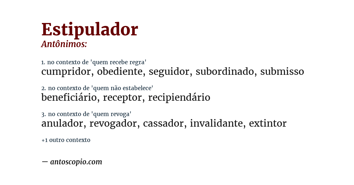 Antônimo de estipulador