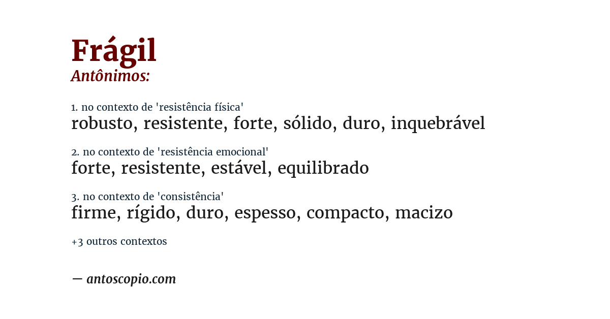 Antônimo de frágil