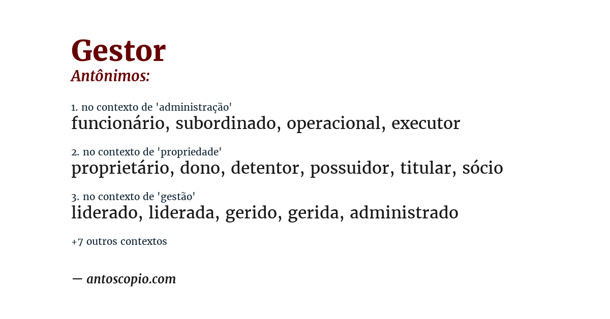 Antônimo de gestor