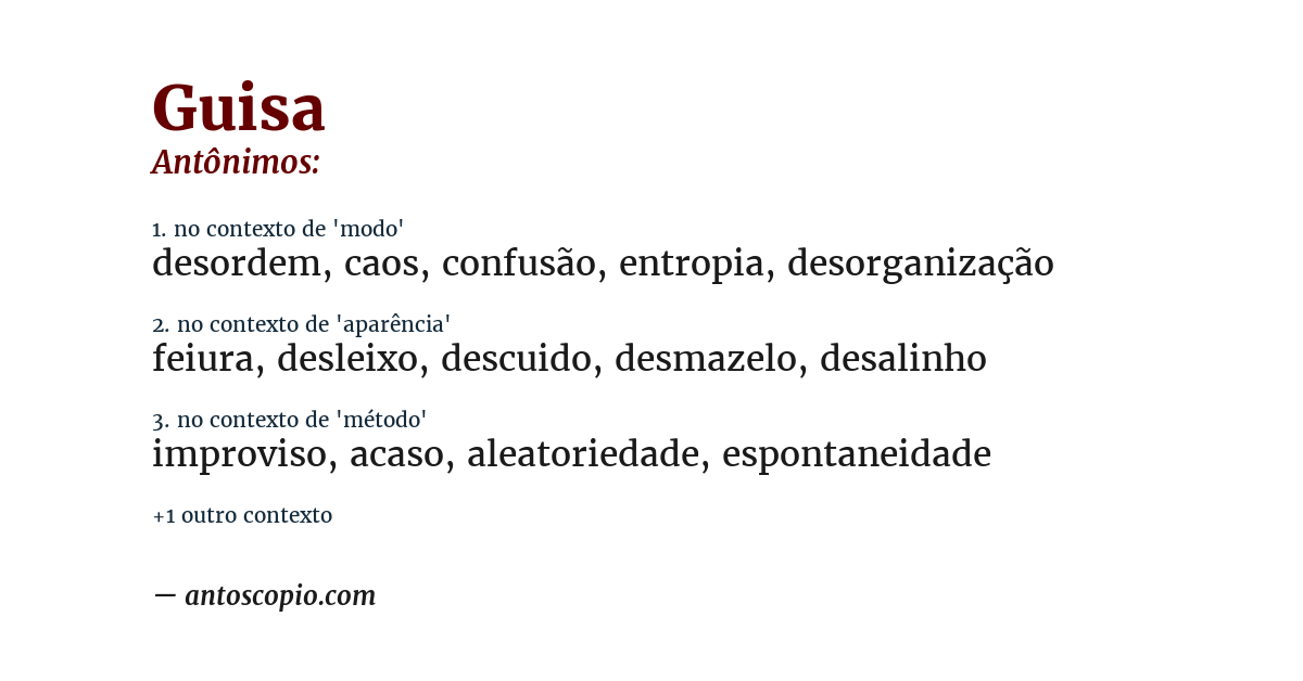 Antônimo de guisa