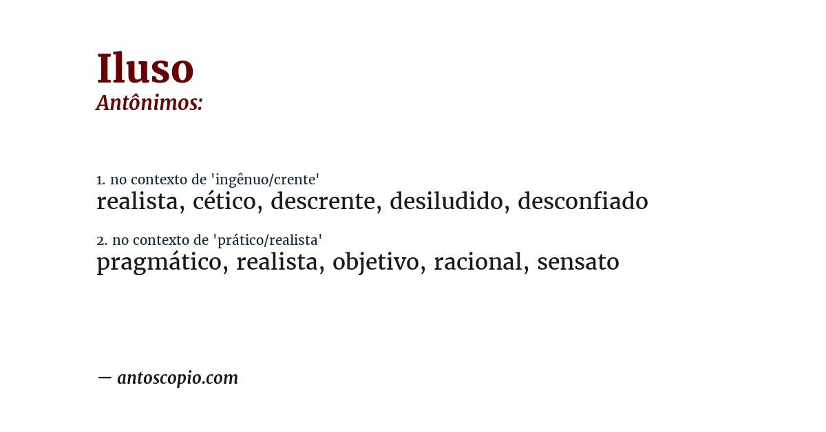 Antônimo de iluso